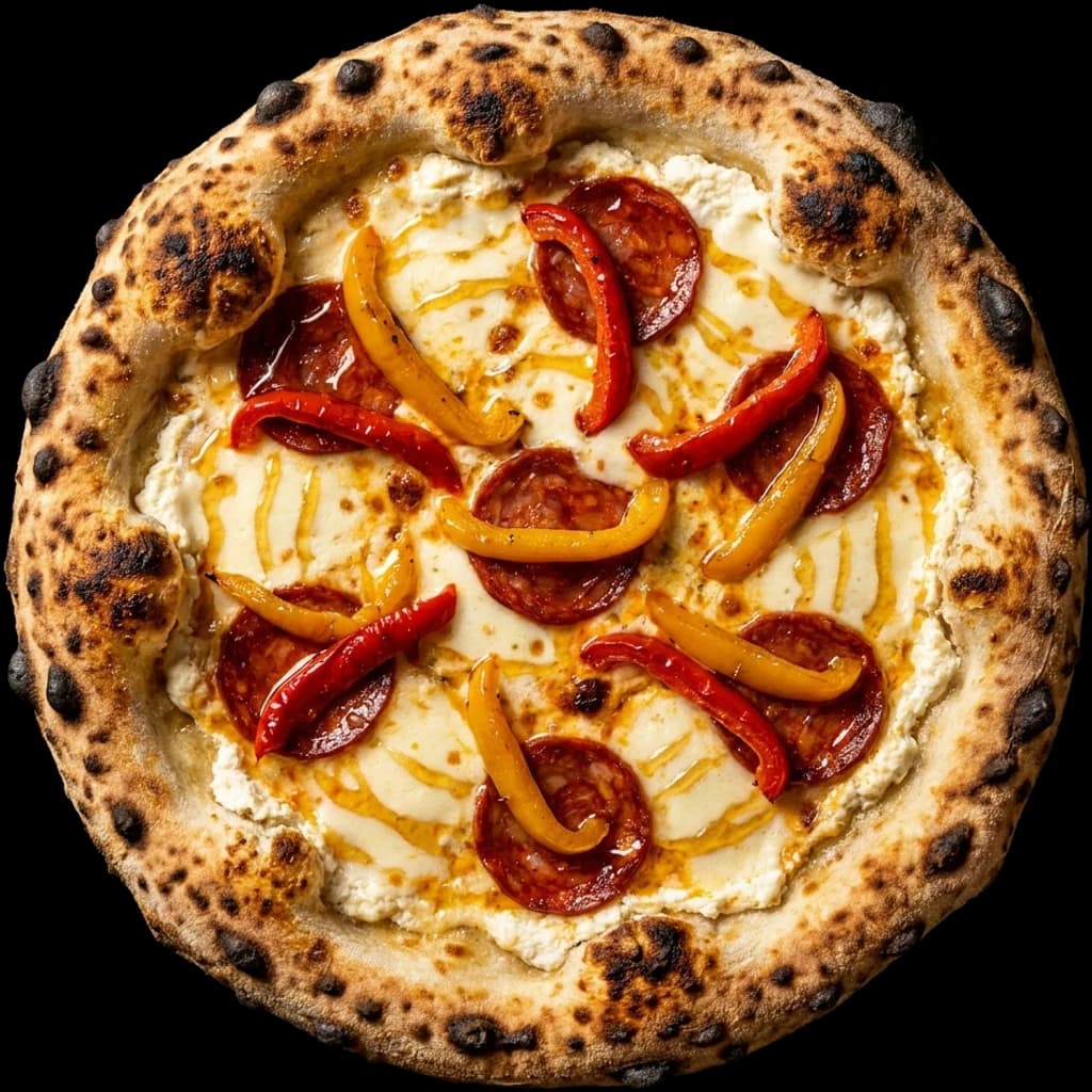 Pizza blanquita vista desde arriba