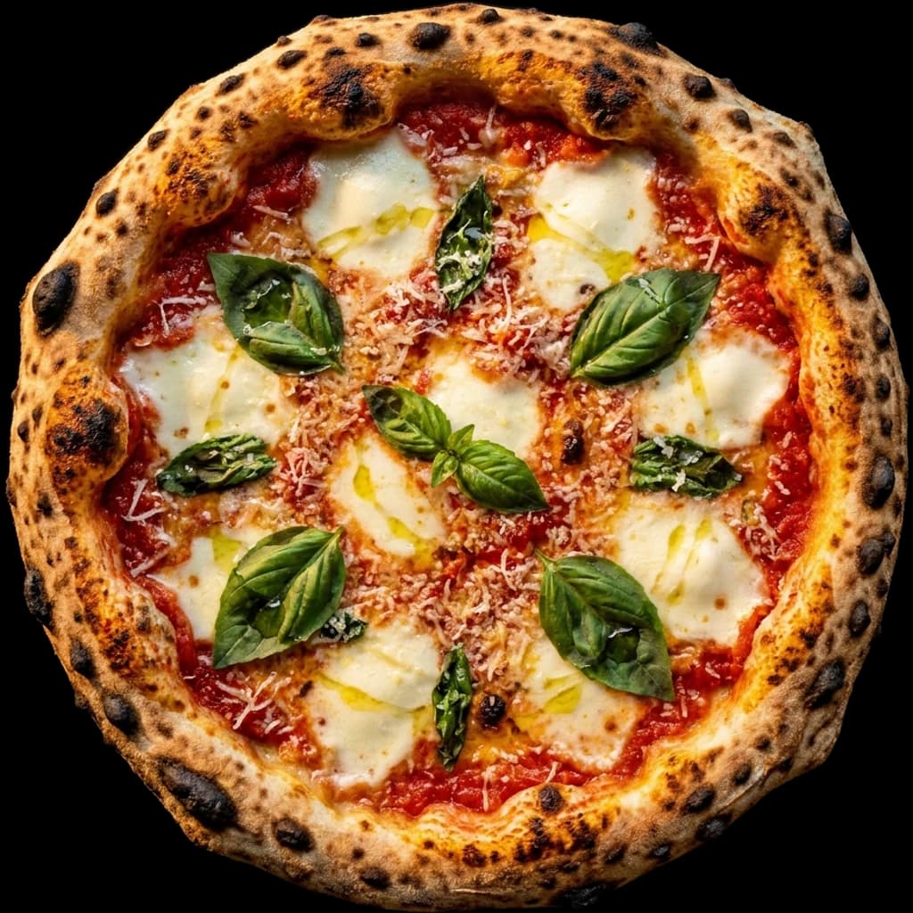 Pizza margarita vista desde arriba