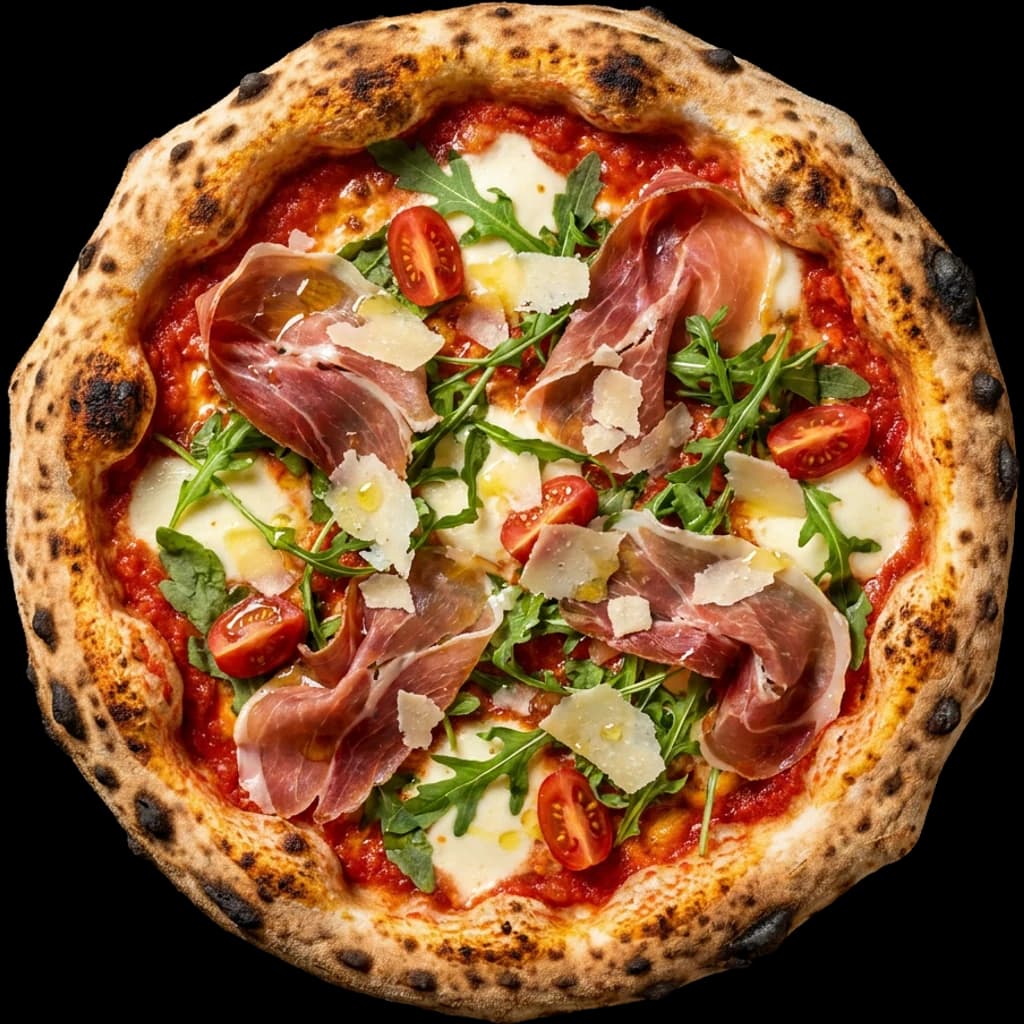 Pizza mariana vista desde arriba